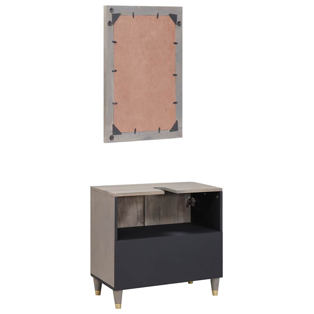 Bathroom Furniture Set Wall-mounted 2 pcs Grey 62 x 33 x 58 cm
