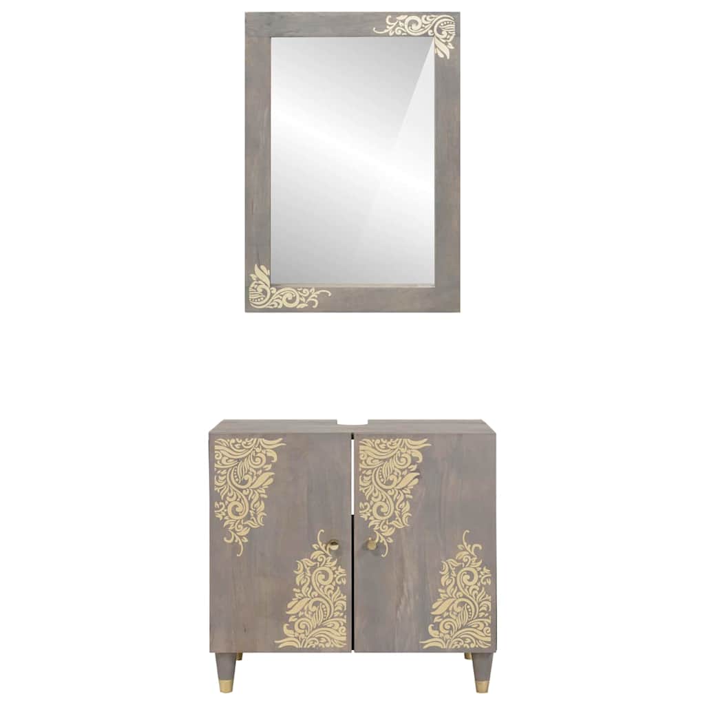 Bathroom Furniture Set Wall-mounted 2 pcs Grey 62 x 33 x 58 cm