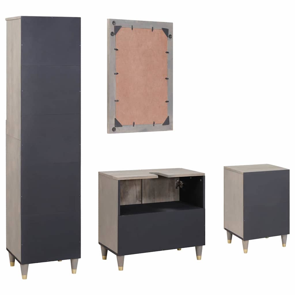 Bathroom Furniture Set with Drawer 4 pcs Grey 62 x 33 x 58 cm