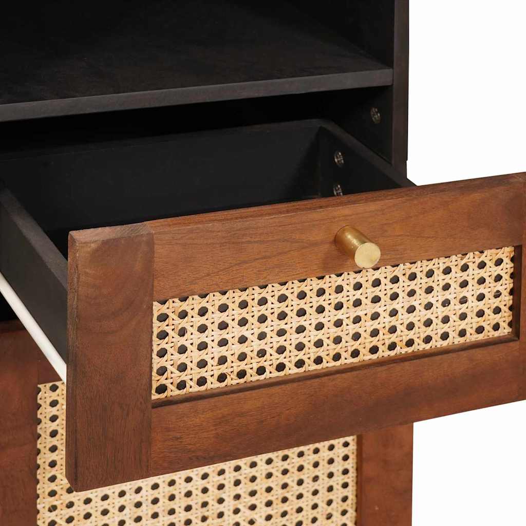 Bathroom Cabinet 4 pcs Brown and Black Solid Mango Wood