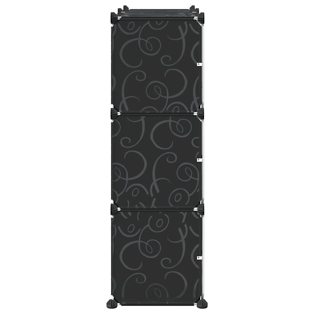 Storage Cube Organiser with 6 Cubes and Doors Black PP