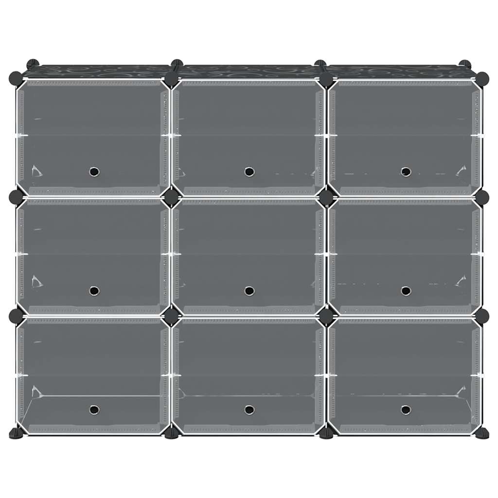 Storage Cube Organiser with 9 Cubes and Doors Black PP