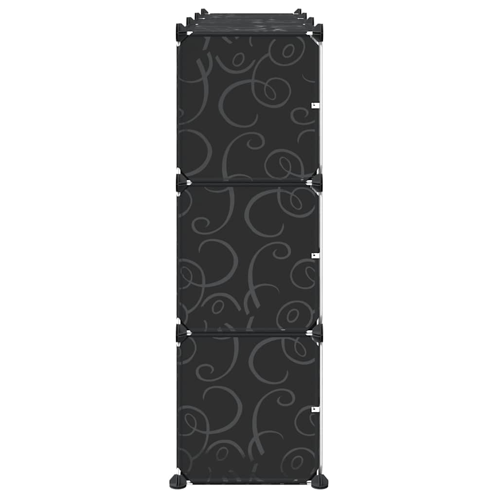 Storage Cube Organiser with 9 Cubes and Doors Black PP