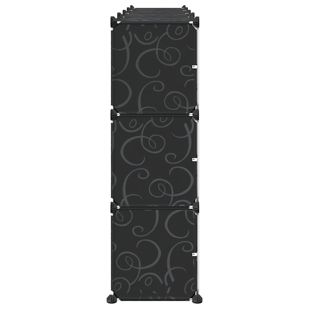 Storage Cube Organiser with 12 Cubes and Doors Black PP