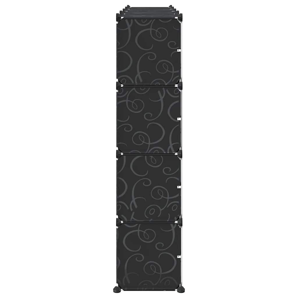 Storage Cube Organiser with 16 Cubes and Doors Black PP