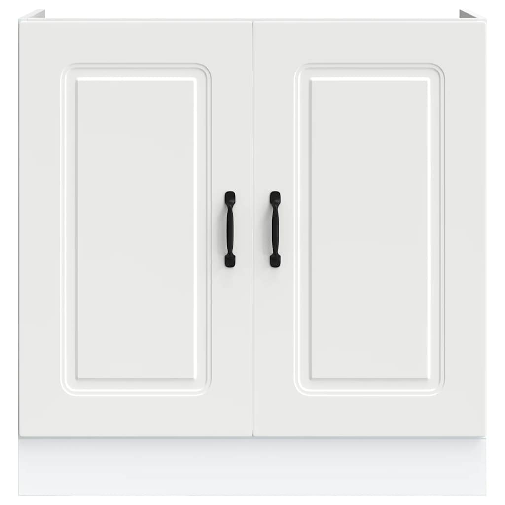 Sink Base Cabinet Kalmar White 80x46x81.5 cm Engineered Wood