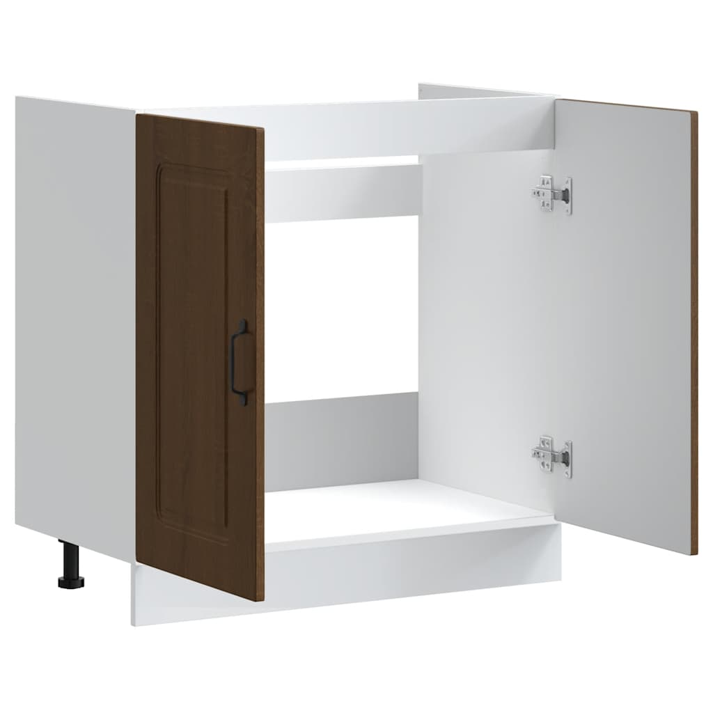 Sink Base Cabinet Kalmar Brown Oak 80x46x81.5 cm Engineered Wood