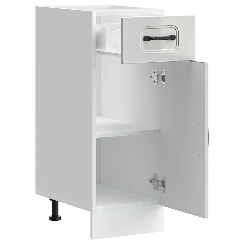 Kitchen Base Cabinet Kalmar High Gloss White Engineered Wood