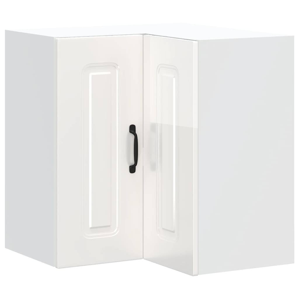 Kitchen Wall Corner Cabinet Kalmar High Gloss White Engineered Wood