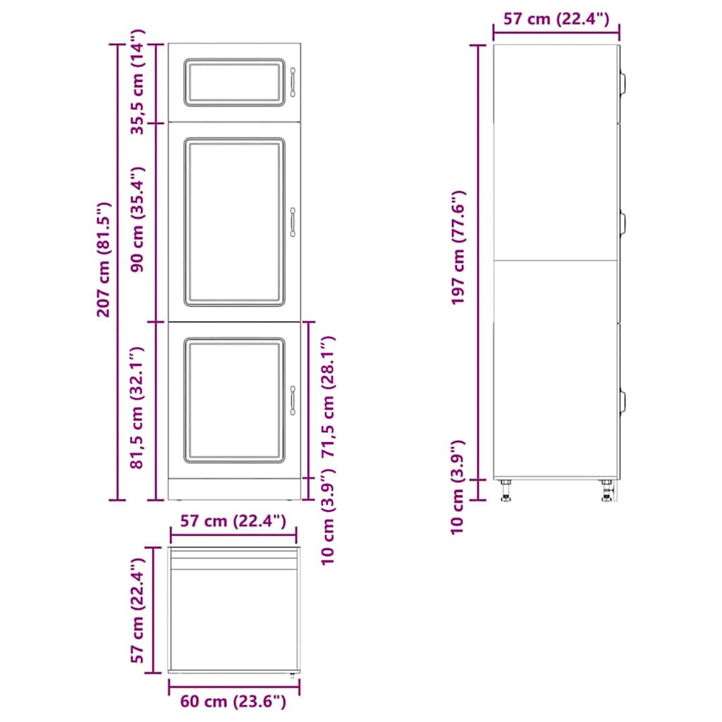 Kitchen Cupboard Kalmar Black Engineered Wood