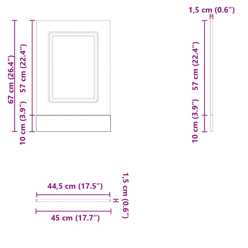 Dishwasher Panel Kalmar Old Wood 45x1.5x67 cm Engineered Wood