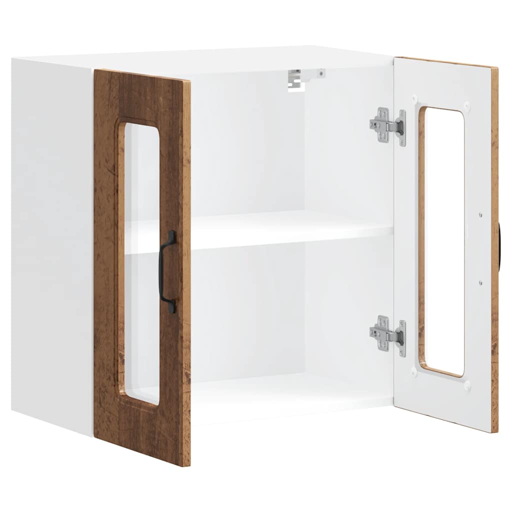 Kitchen Wall Cabinet with Glass Door Kalmar Old Wood Engineered Wood