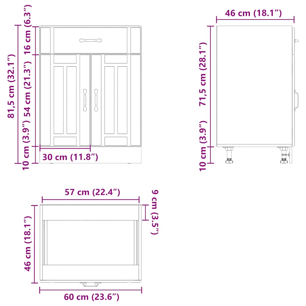 Kitchen Base Cabinet Lucca Black Engineered Wood