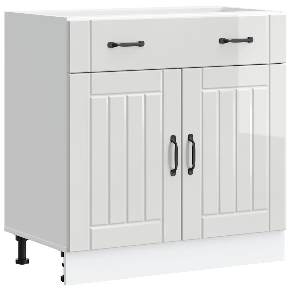 Kitchen Base Cabinet Lucca High Gloss White Engineered Wood