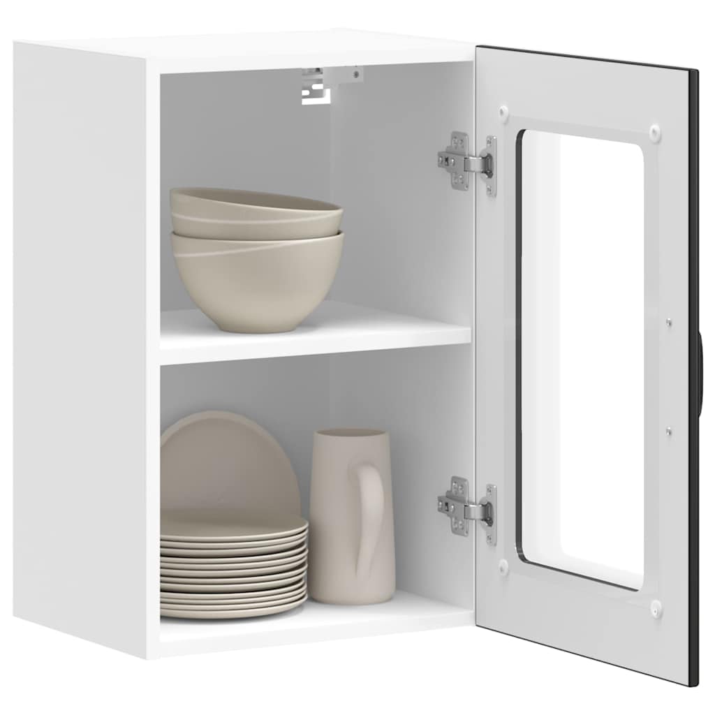 Kitchen Wall Cabinet with Glass Door Lucca Black