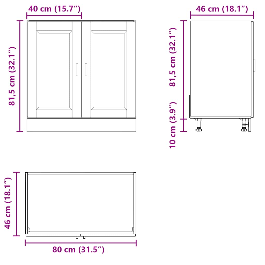 Sink Base Cabinet "Porto" White 80x46x81.5 cm Engineered Wood