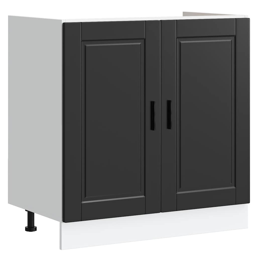 Sink Base Cabinet "Porto" Black 80x46x81.5 cm Engineered Wood