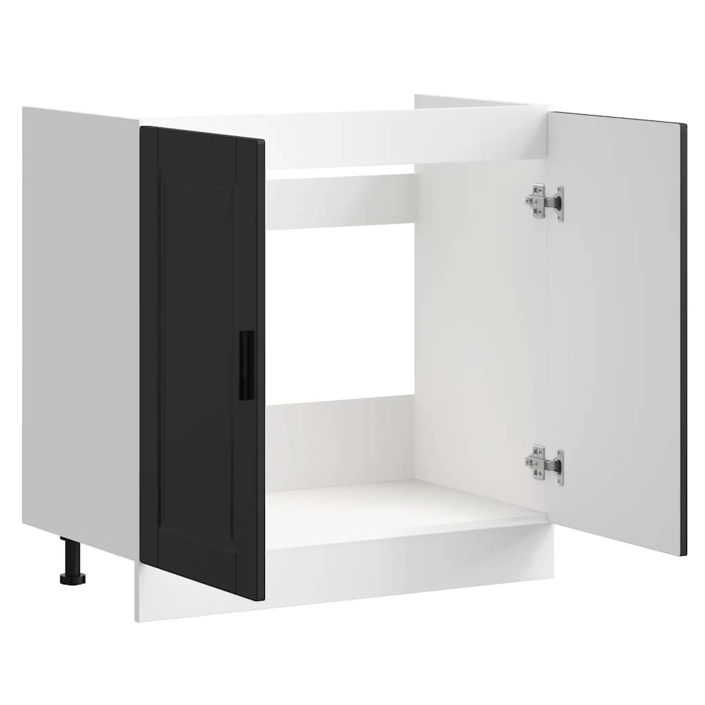 Sink Base Cabinet "Porto" Black 80x46x81.5 cm Engineered Wood