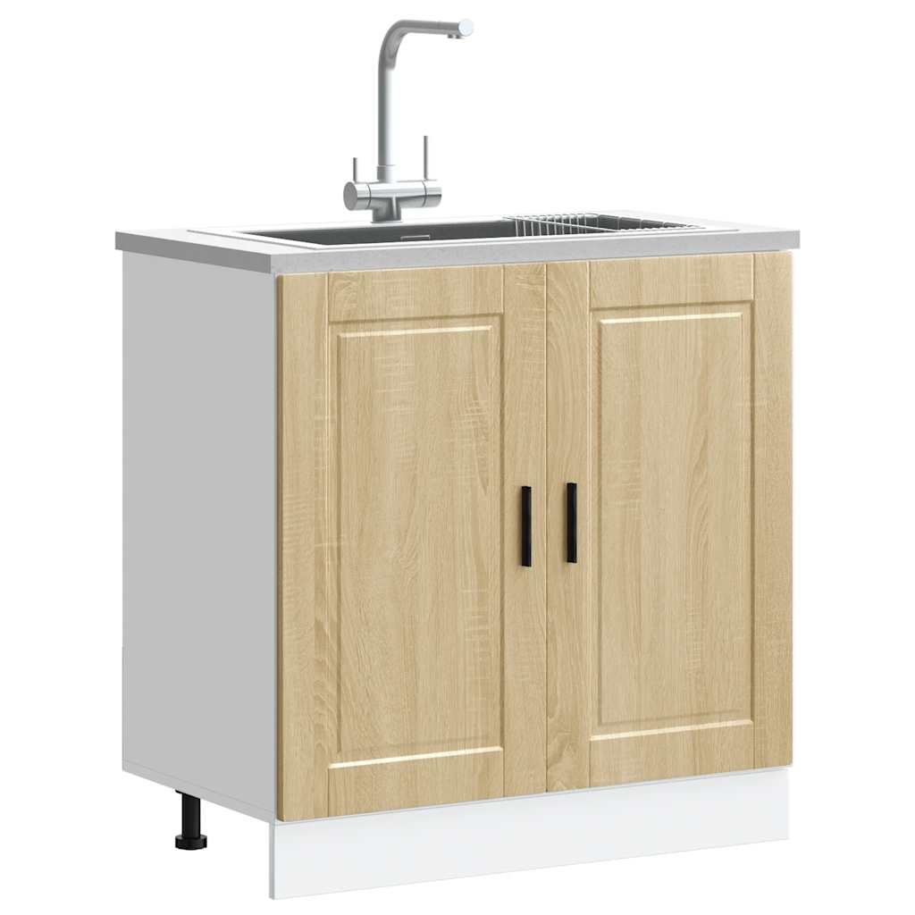 Sink Base Cabinet "Porto" Sonoma Oak 80x46x81.5 cm Engineered Wood