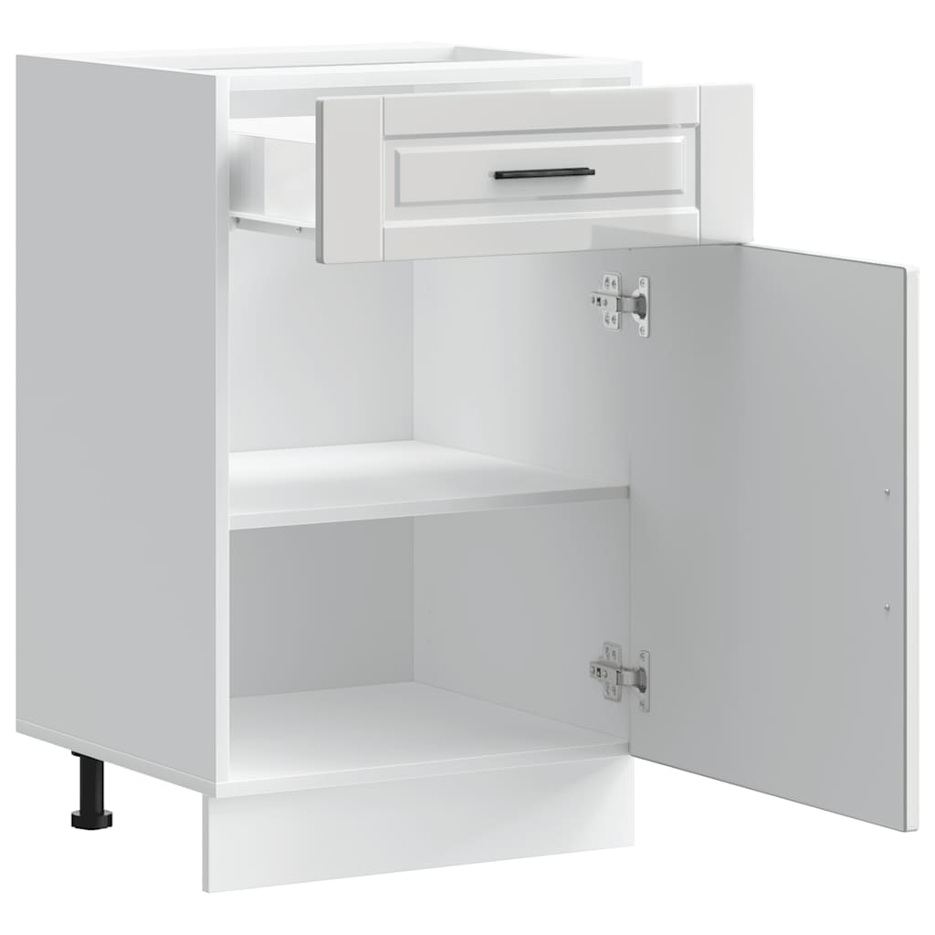 Kitchen Base Cabinet Porto High Gloss White Engineered Wood