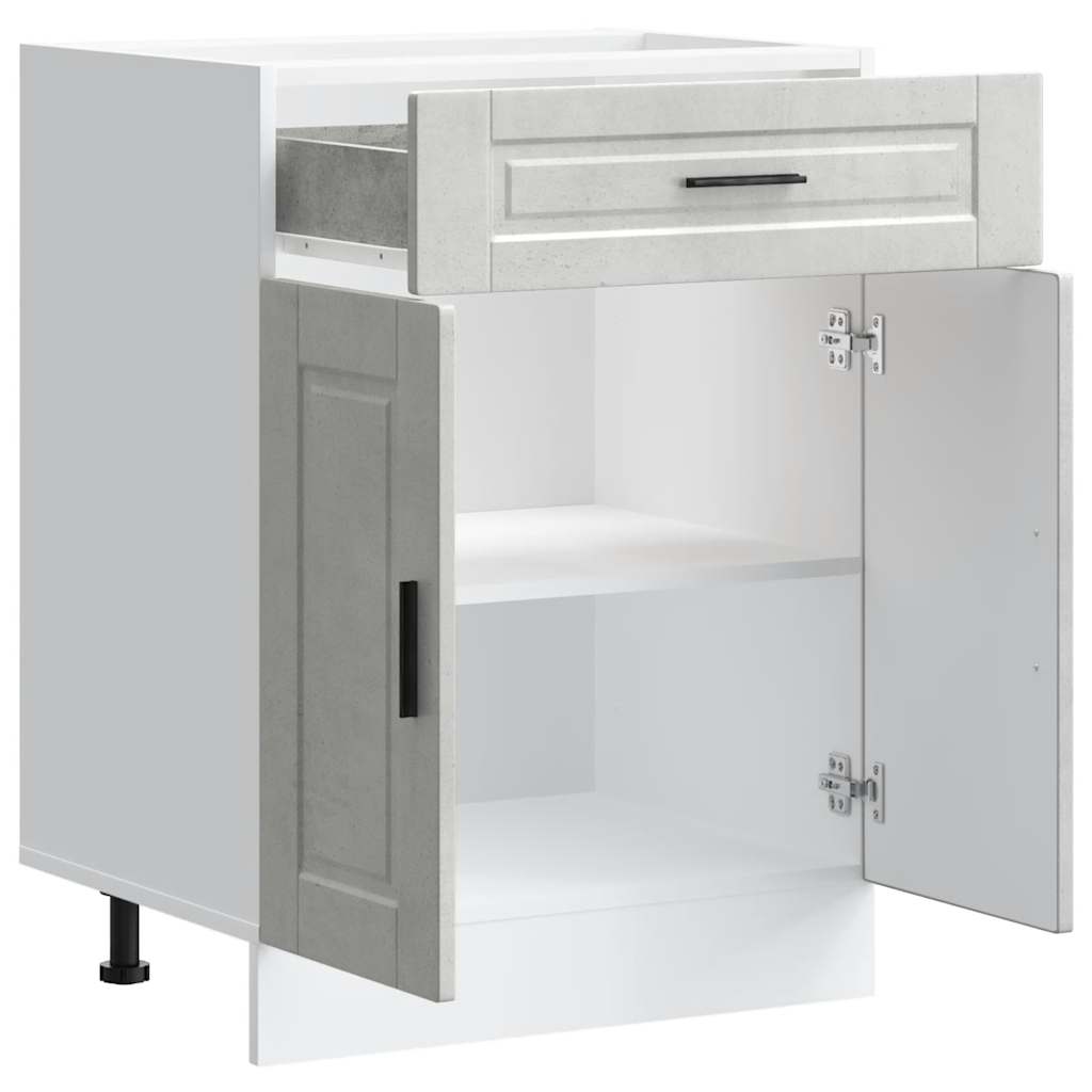 Kitchen Base Cabinet Porto Concrete Grey Engineered Wood