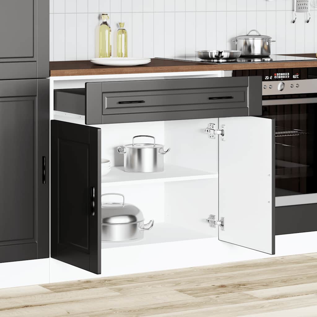 Kitchen Base Cabinet Porto Black Engineered Wood