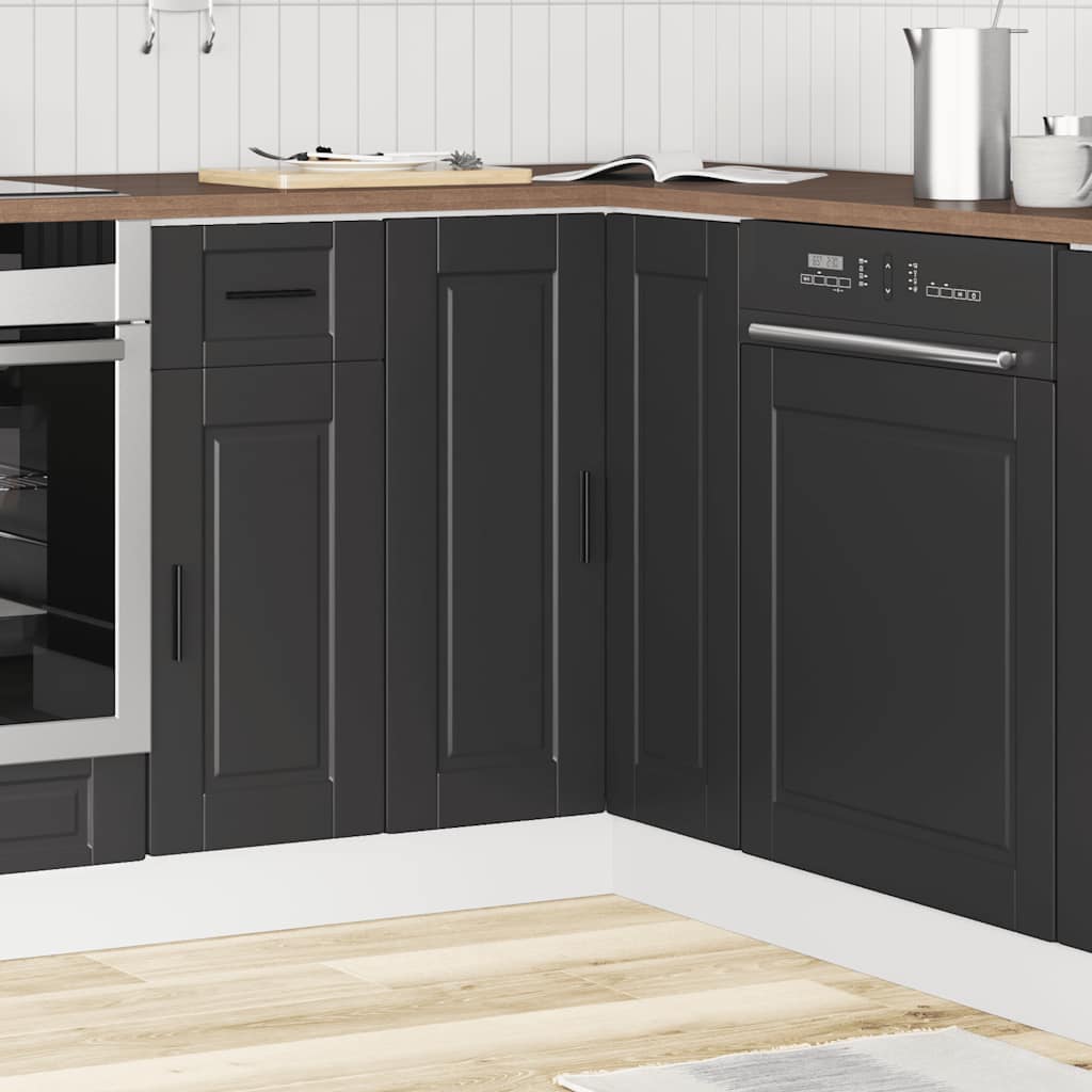 Kitchen Corner Base Cabinet Porto Black Engineered Wood