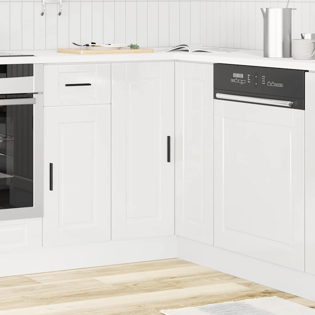 Kitchen Corner Base Cabinet Porto High Gloss White Engineered Wood