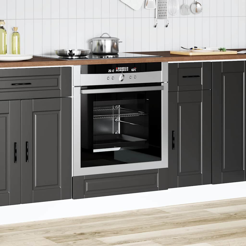 Oven Cabinet Porto Black Engineered Wood