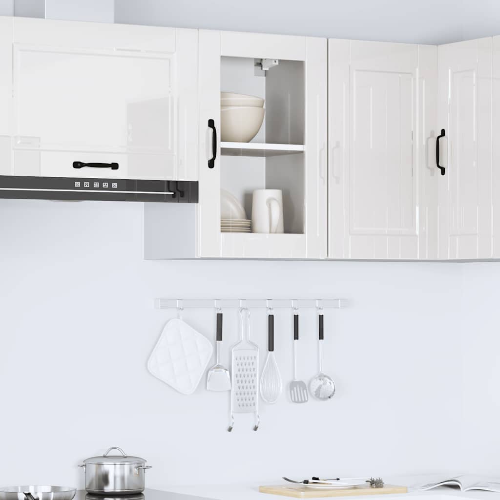 Kitchen Wall Cabinet with Glass Door Porto High Gloss White