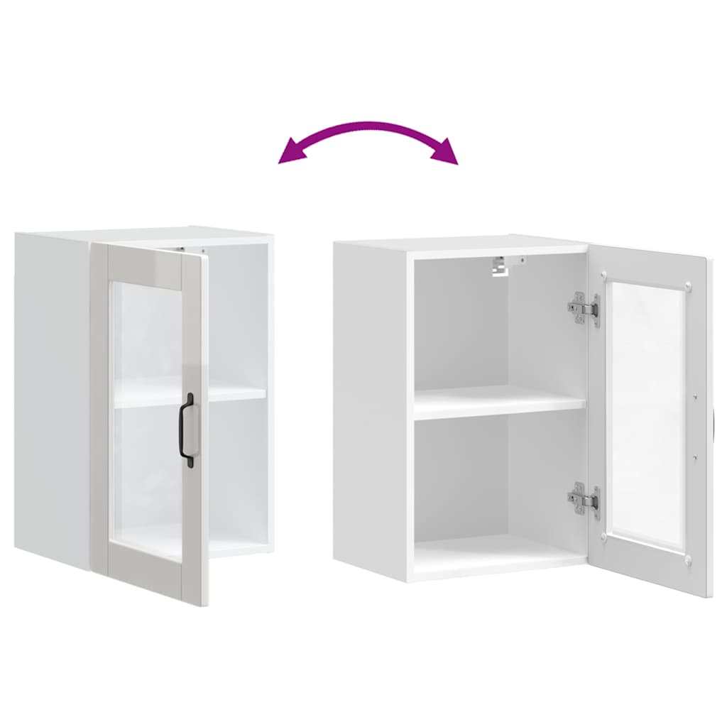 Kitchen Wall Cabinet with Glass Door Porto High Gloss White