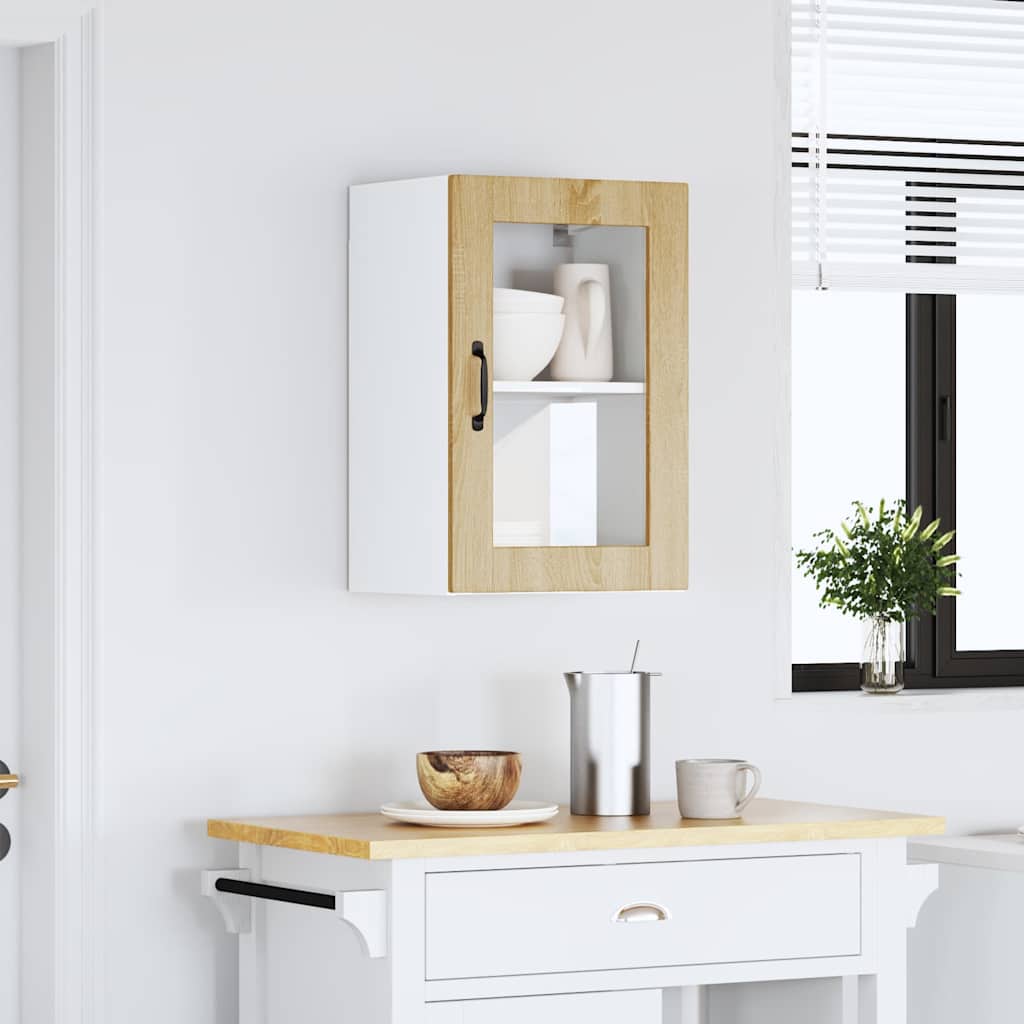 Kitchen Wall Cabinet with Glass Door Porto Sonoma Oak