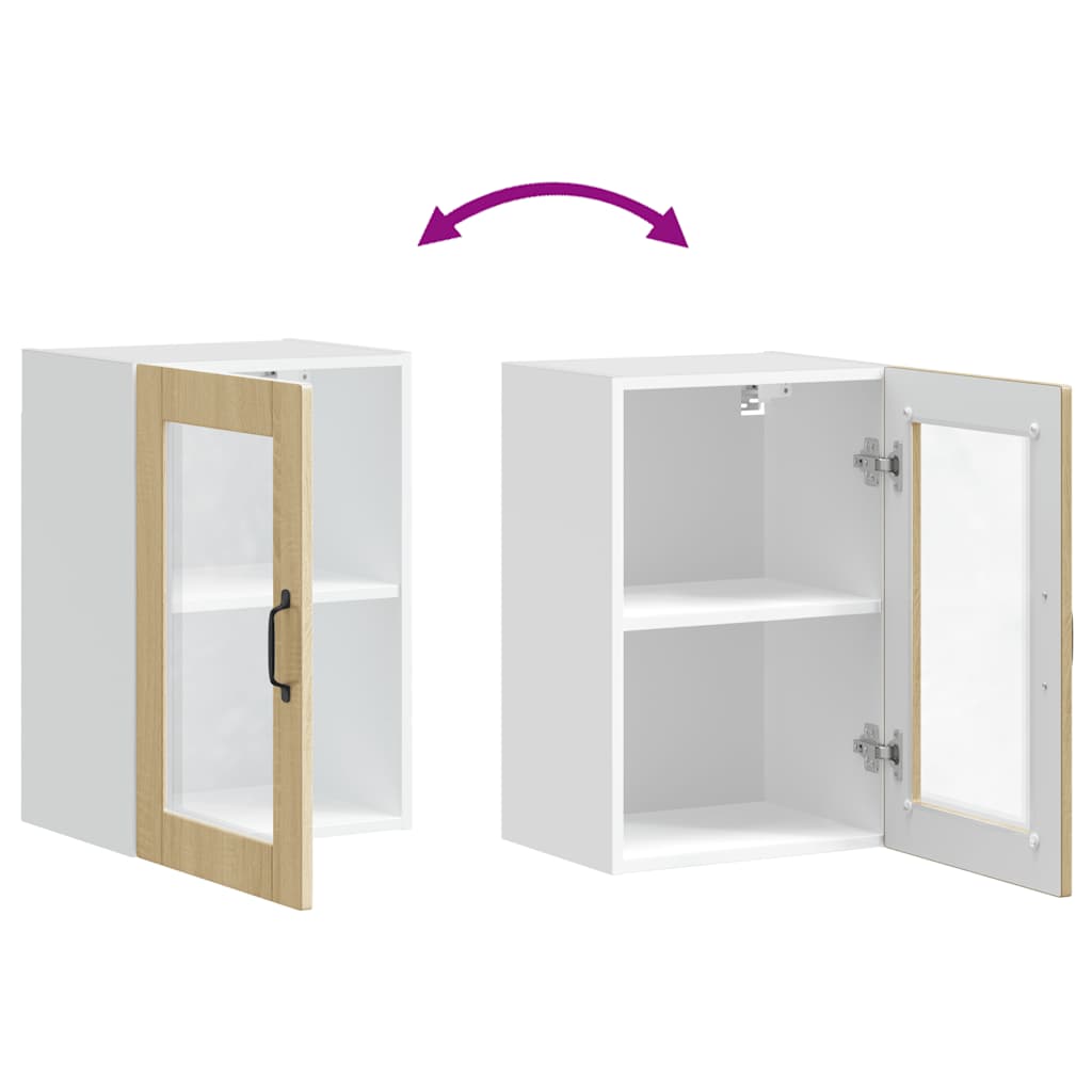 Kitchen Wall Cabinet with Glass Door Porto Sonoma Oak
