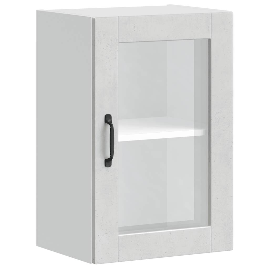 Kitchen Wall Cabinet with Glass Door Porto Concrete Grey