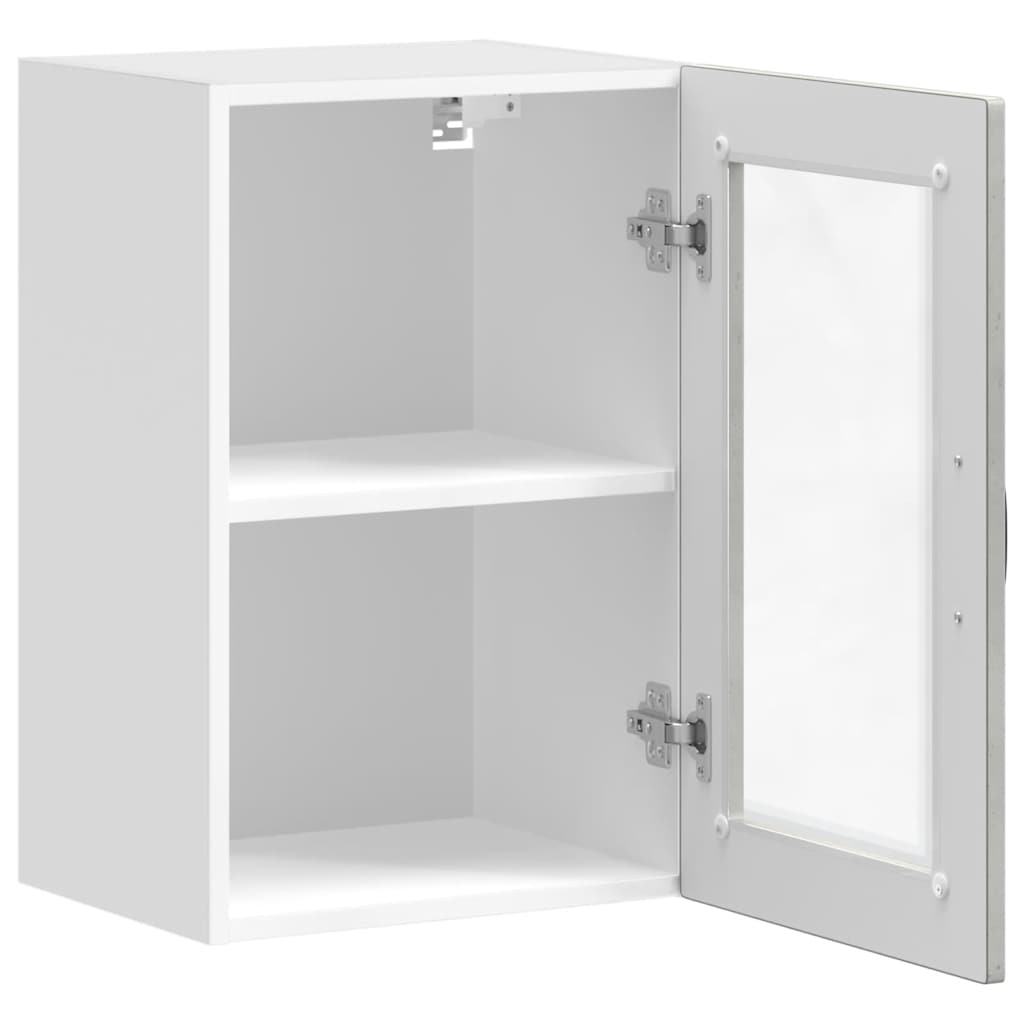 Kitchen Wall Cabinet with Glass Door Porto Concrete Grey