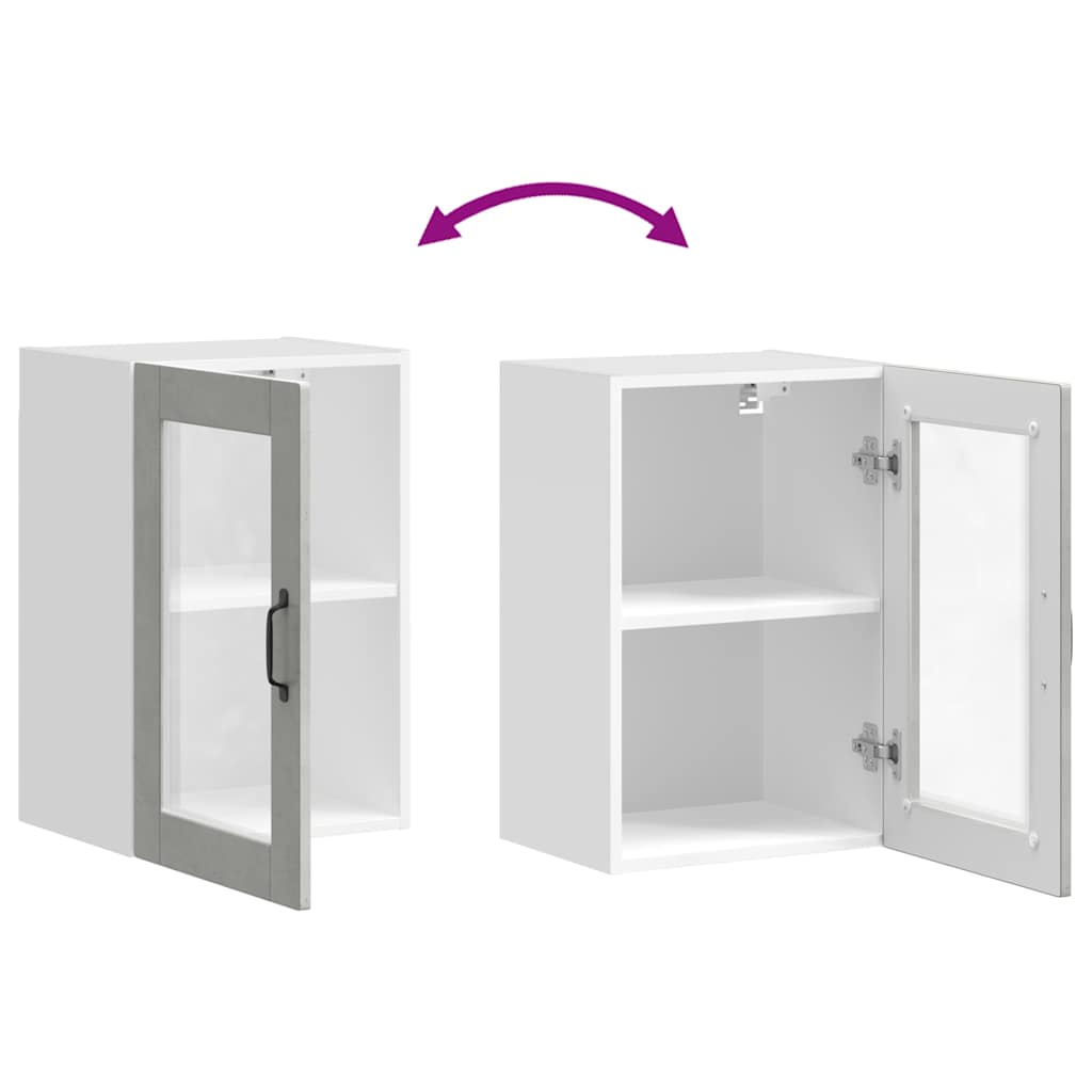 Kitchen Wall Cabinet with Glass Door Porto Concrete Grey