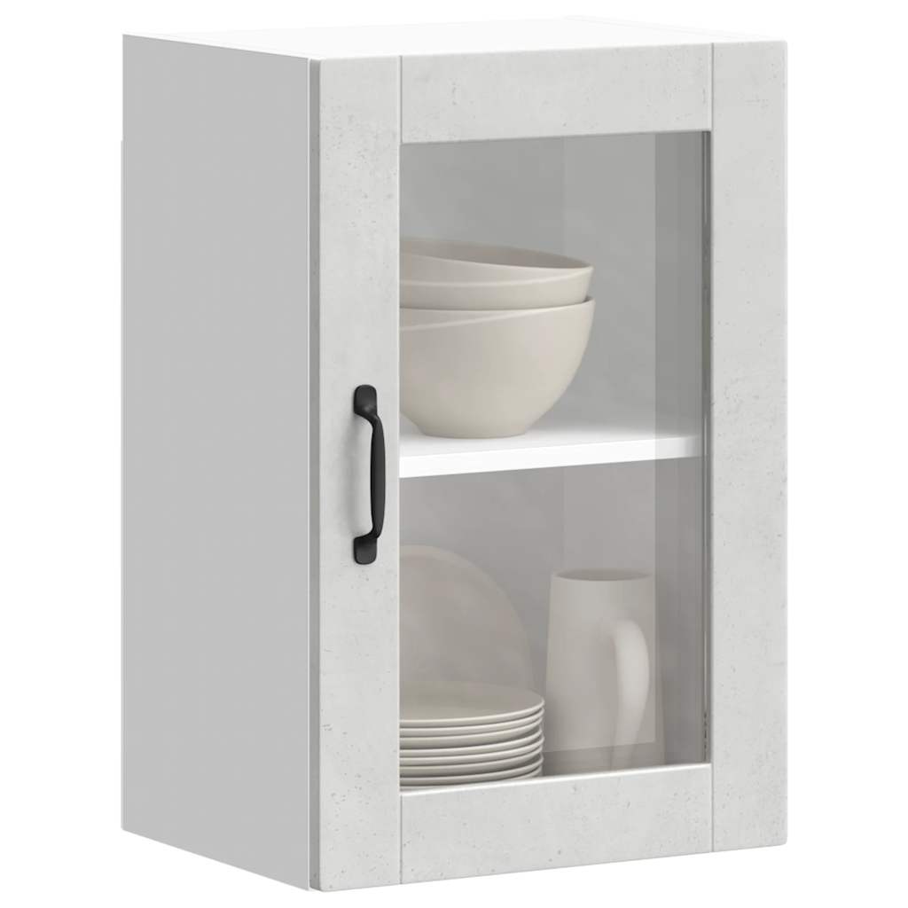 Kitchen Wall Cabinet with Glass Door Porto Concrete Grey