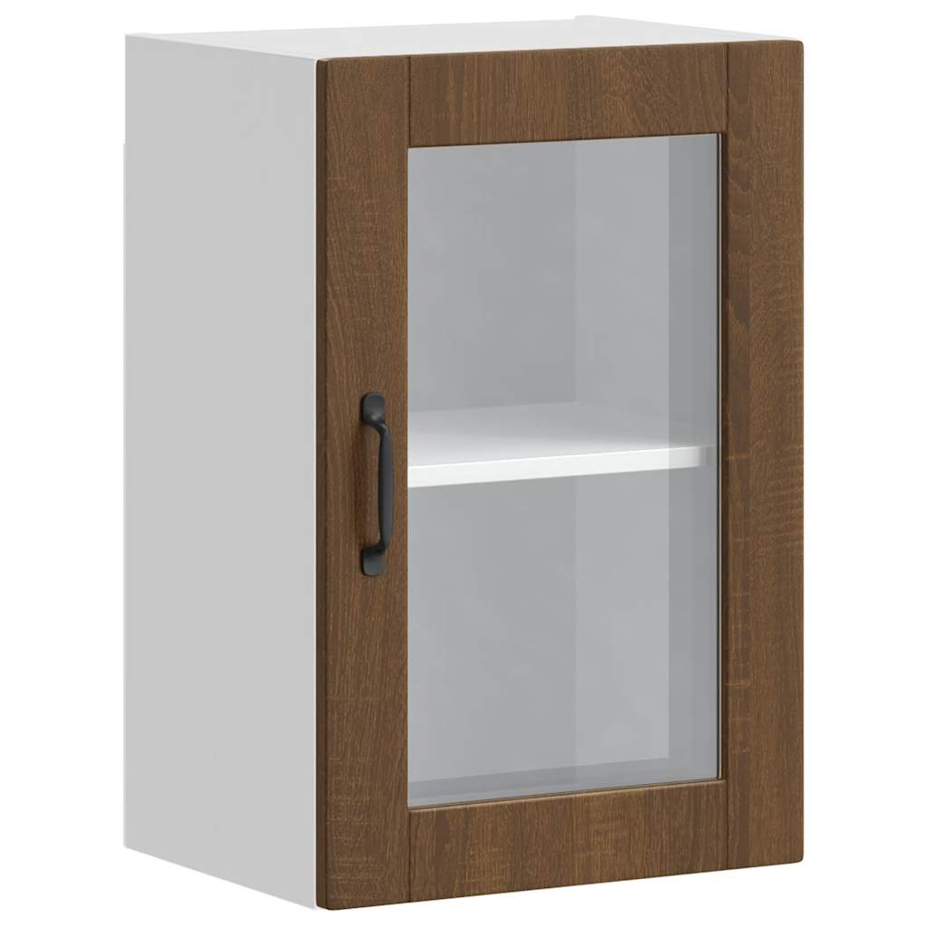 Kitchen Wall Cabinet with Glass Door Porto Brown Oak