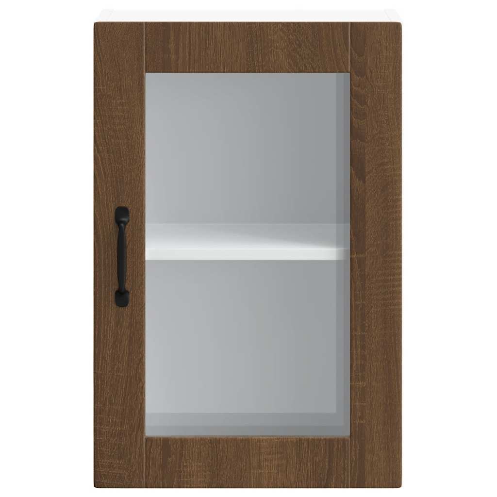 Kitchen Wall Cabinet with Glass Door Porto Brown Oak