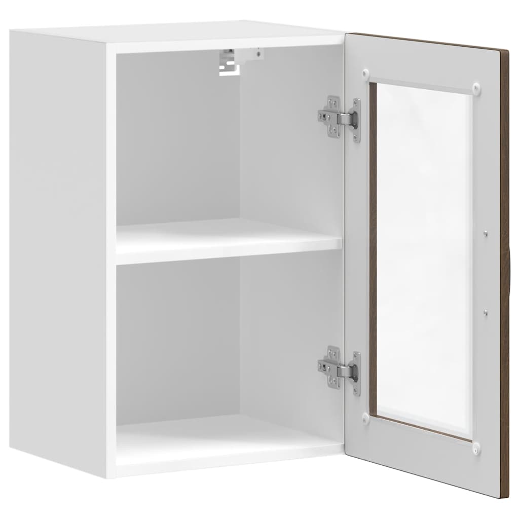 Kitchen Wall Cabinet with Glass Door Porto Brown Oak