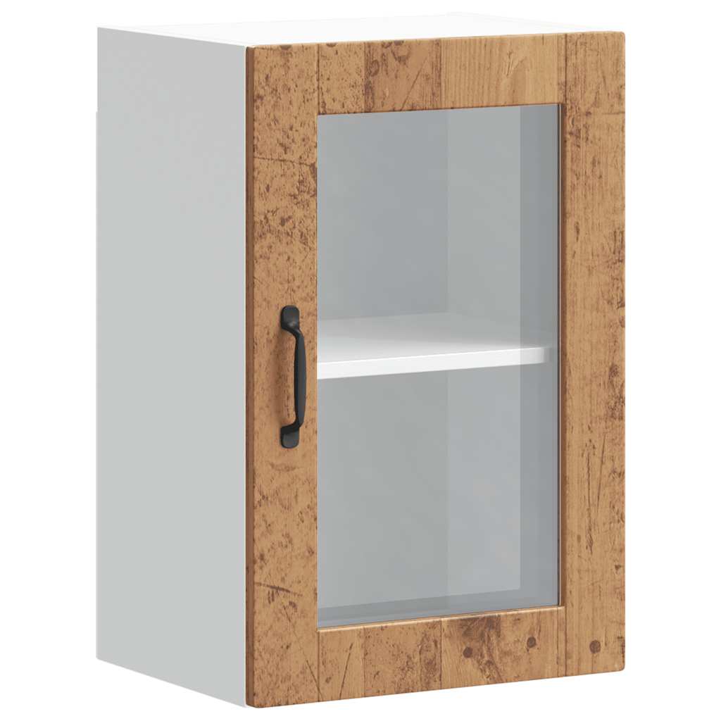 Kitchen Wall Cabinet with Glass Door Porto Old Wood