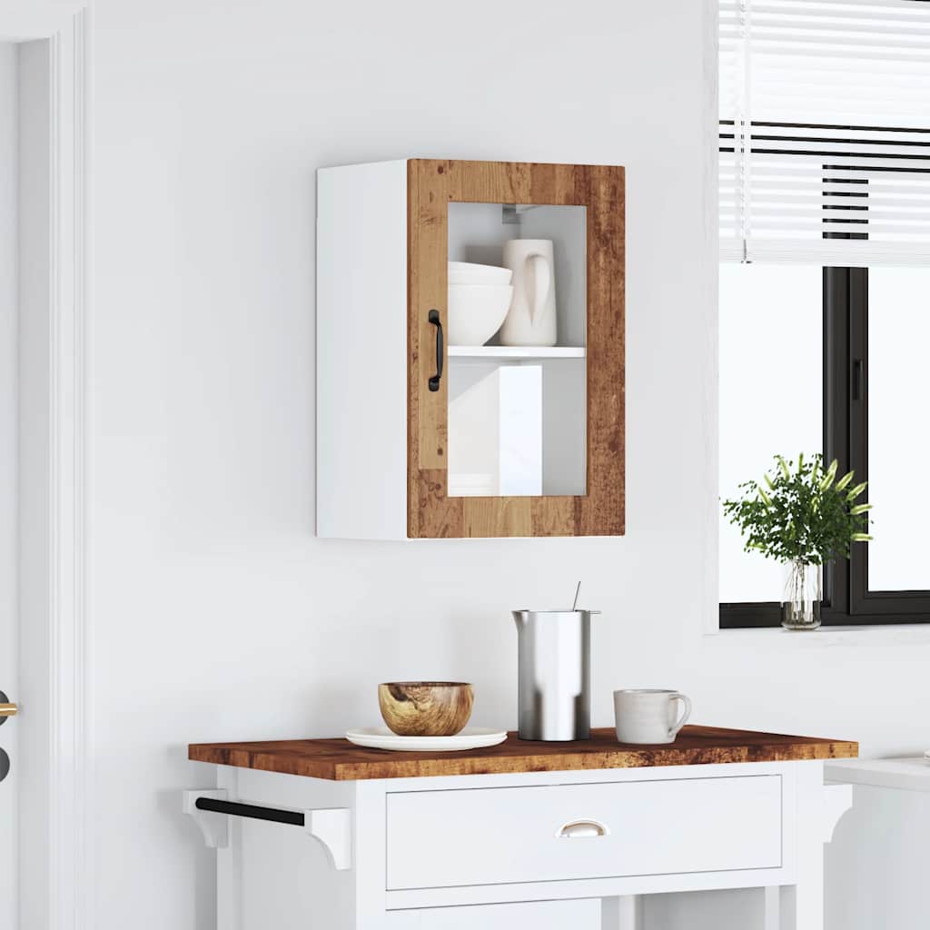 Kitchen Wall Cabinet with Glass Door Porto Old Wood