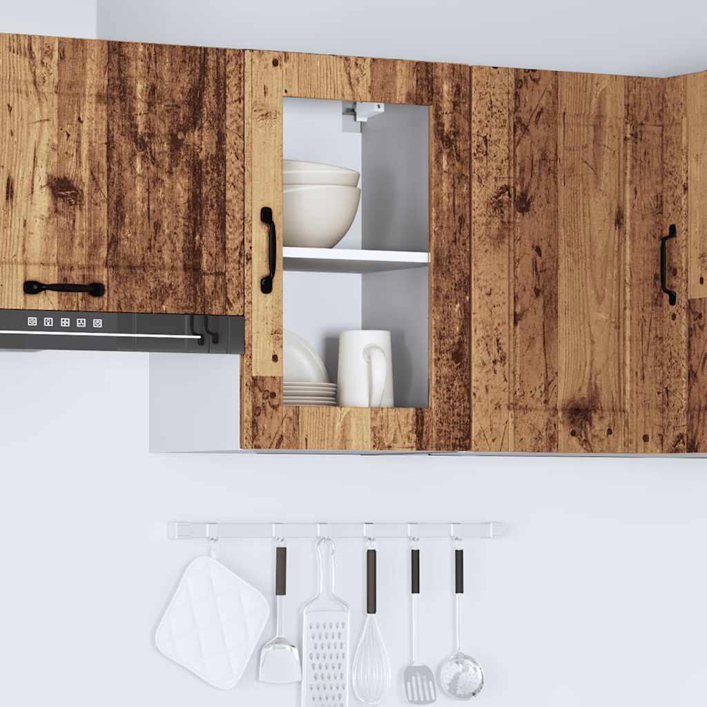 Kitchen Wall Cabinet with Glass Door Porto Old Wood