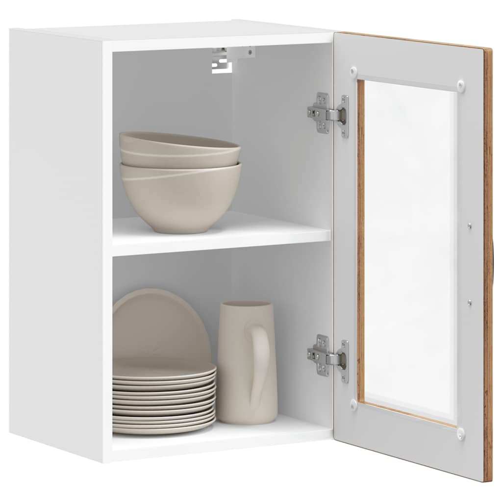 Kitchen Wall Cabinet with Glass Door Porto Old Wood