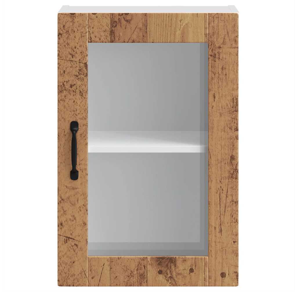 Kitchen Wall Cabinet with Glass Door Porto Old Wood