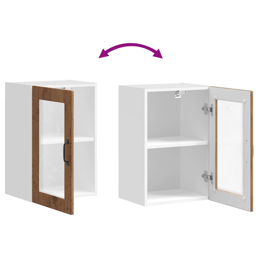 Kitchen Wall Cabinet with Glass Door Porto Old Wood