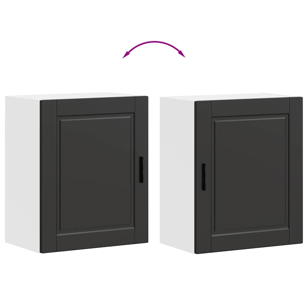 Kitchen Wall Cabinets 2 pcs Porto Black Engineered Wood