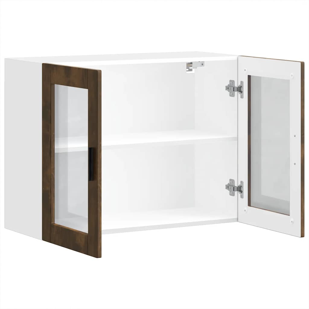 Kitchen Wall Cabinet with Glass Door Porto Smoked Oak