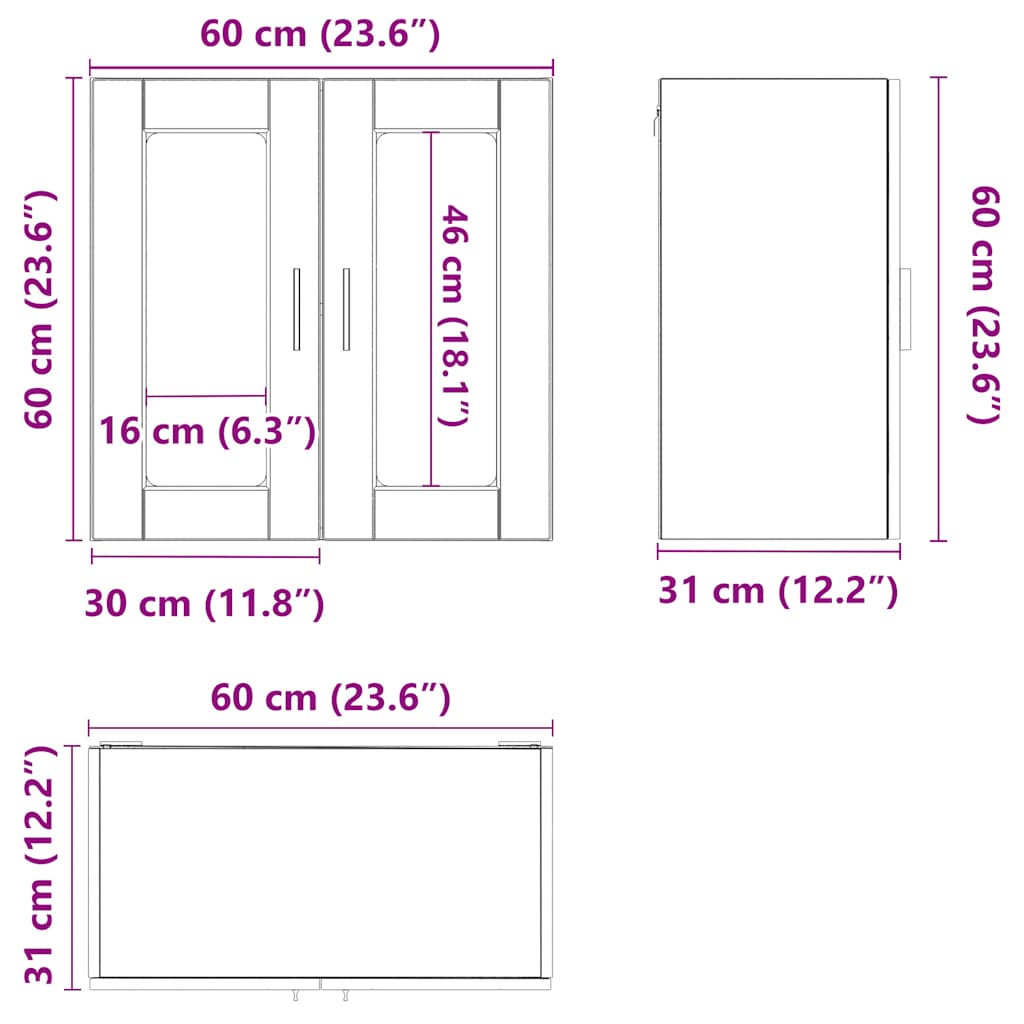 Kitchen Wall Cabinet with Glass Door Porto Sonoma Oak