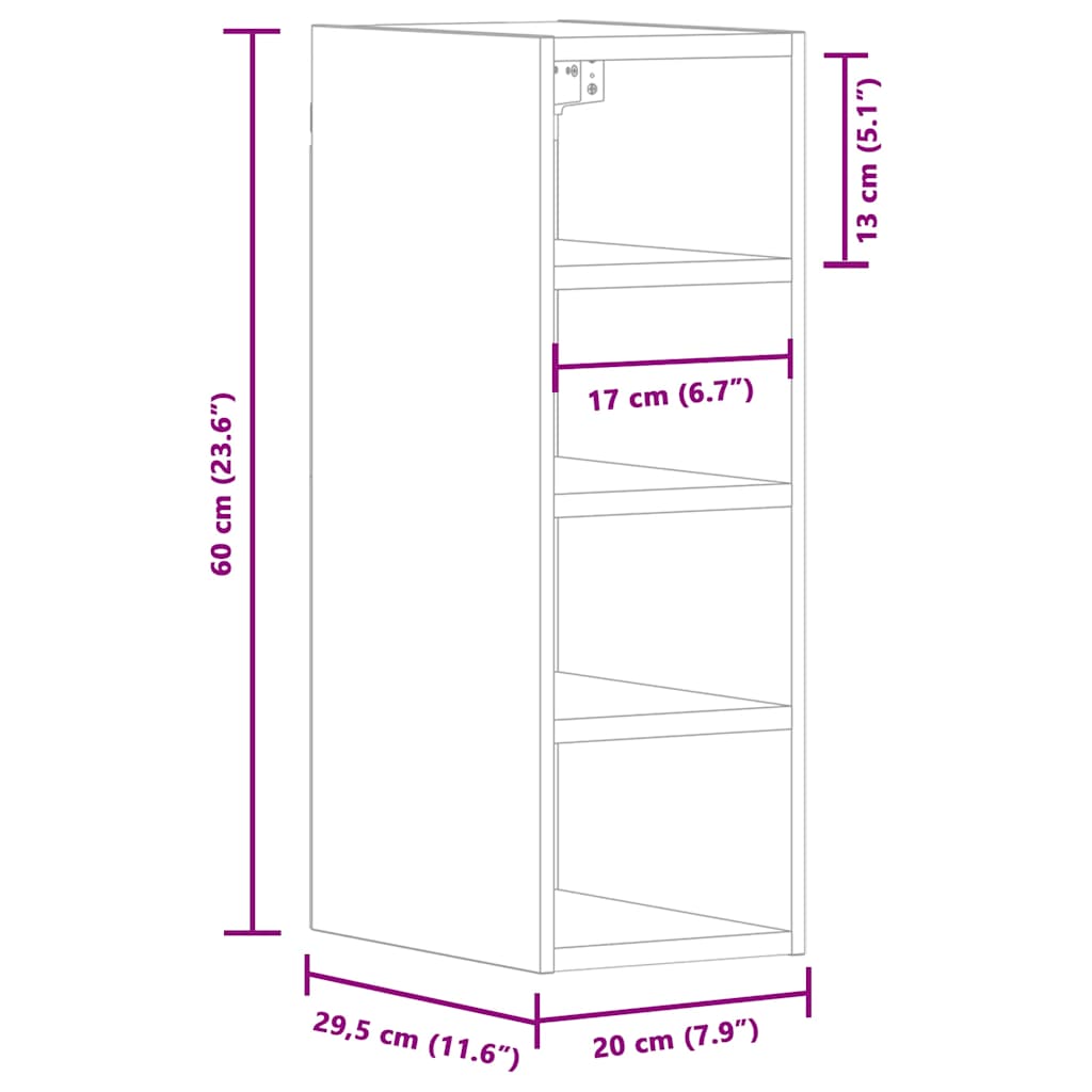 Hanging Cabinet Riga White 20x29.5x60 cm Engineered Wood